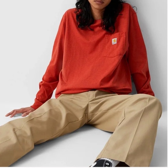 Carhartt Other - Carhartt oversized burnt orange logo pocket long sleeve shirt NWT